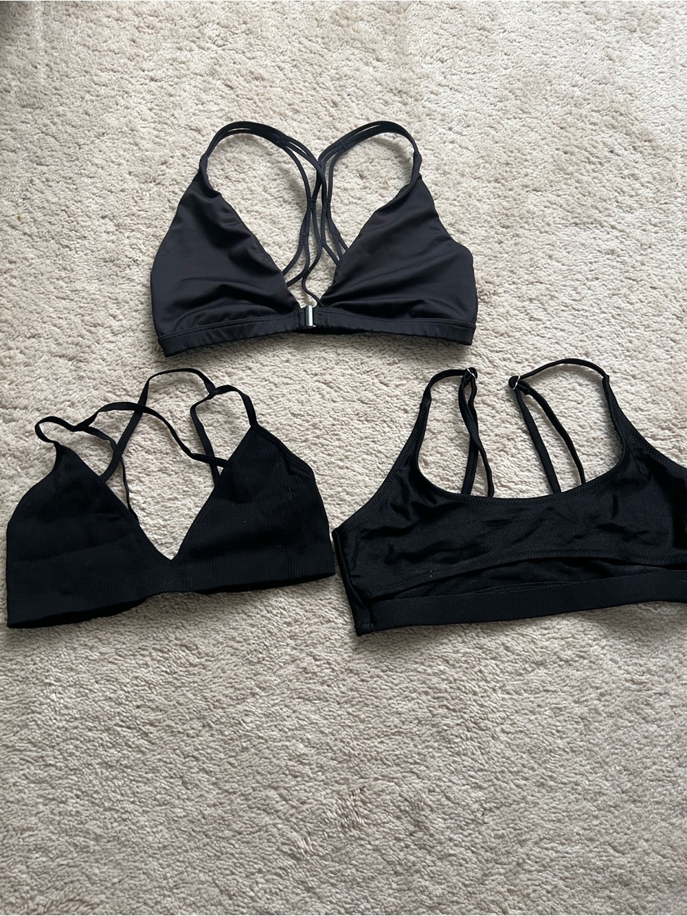 3 Black Strappy Bralettes - Women's Intimates